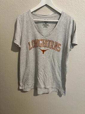 University of Texas Longhorns Women's Sequin V-Neck T-Shirt